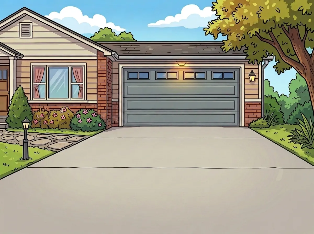 The same driveway after washing: spotless, freshly cleaned concrete.